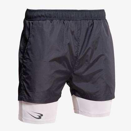 レイヤードGEARハーフパンツ M ブラック×イエロー