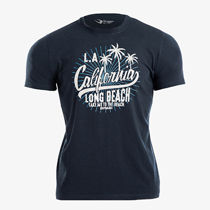 カジュアルプリントTシャツ TROPICAL2 L ブラック