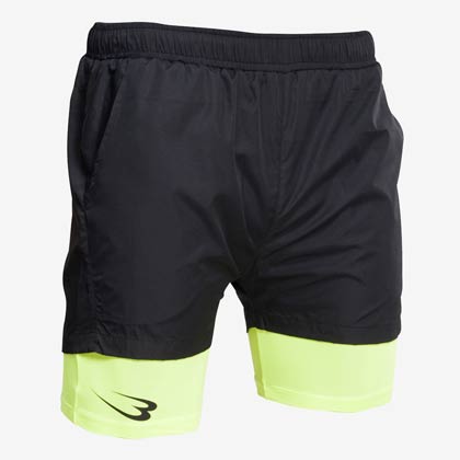 レイヤードGEARハーフパンツ M ブラック×イエロー
