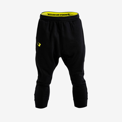 スウェットサルエル7分丈パンツ XL ブラック×イエロー