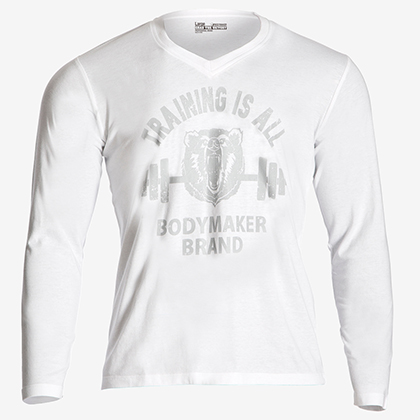BEARプリント VネックロングスリーブTシャツ