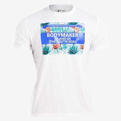 カジュアルプリントTシャツ TROPICAL1 L ブルー