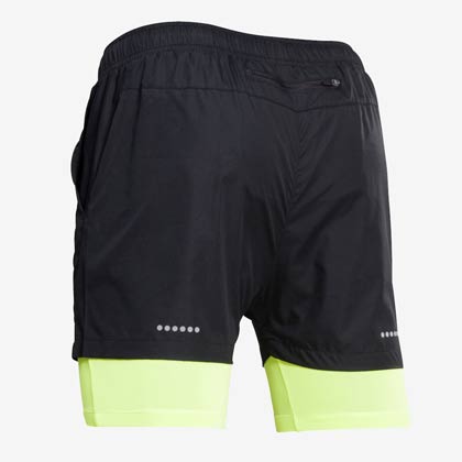 レイヤードGEARハーフパンツ M ブラック×イエロー