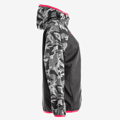 ウインドブレーカーパーカー(花粉対策)WOMEN M ブラック×カモフラージュ