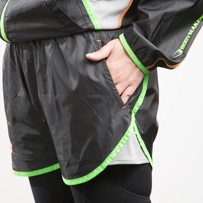 カラーステッチショートパンツ WOMEN M ブラック×グリーン