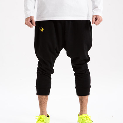 スウェットサルエル7分丈パンツ XL ブラック×イエロー