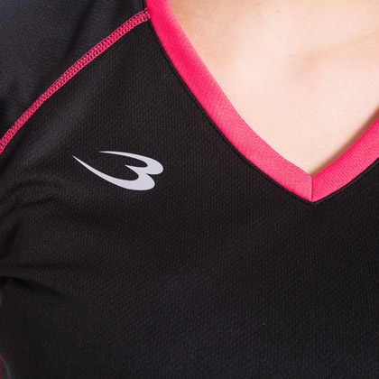 BM・DRY Vネックハーフスリーブ WOMEN L ブラック
