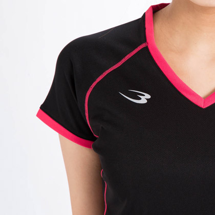 BM・DRY Vネックハーフスリーブ WOMEN L ブラック