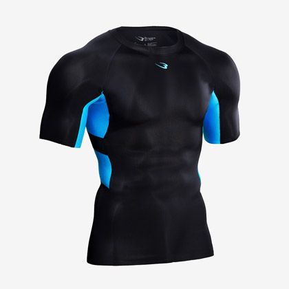 SEAMLESS BM・GEAR PROハーフスリーブ S ブラック×ブルー