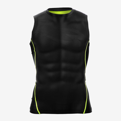 BMパンチングメッシュGEAR ノースリーブ L ブラック×イエロー