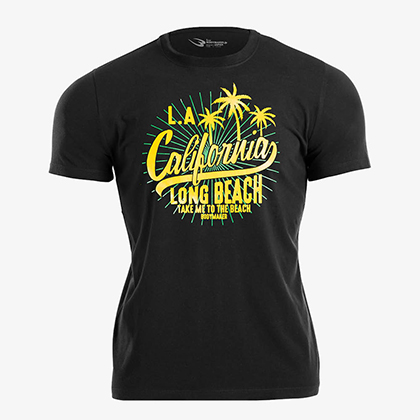 カジュアルプリントTシャツ TROPICAL2 L ブラック