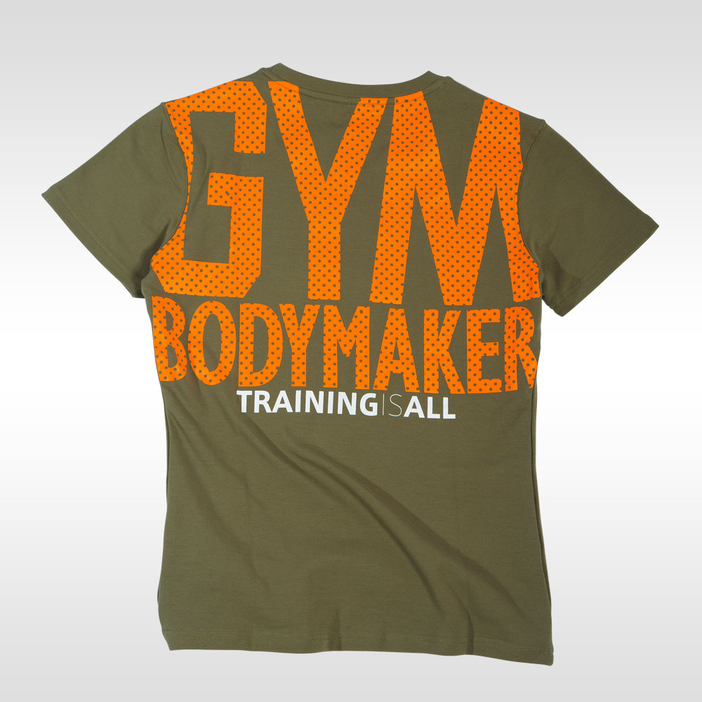 BM・GYM トレーニングクルーネックバックプリント ハーフスリーブ