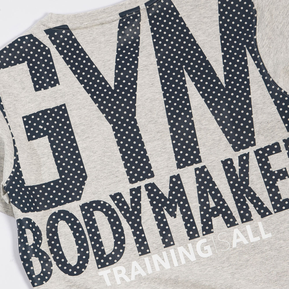 BM・GYM トレーニングクルーネックバックプリント ハーフスリーブ