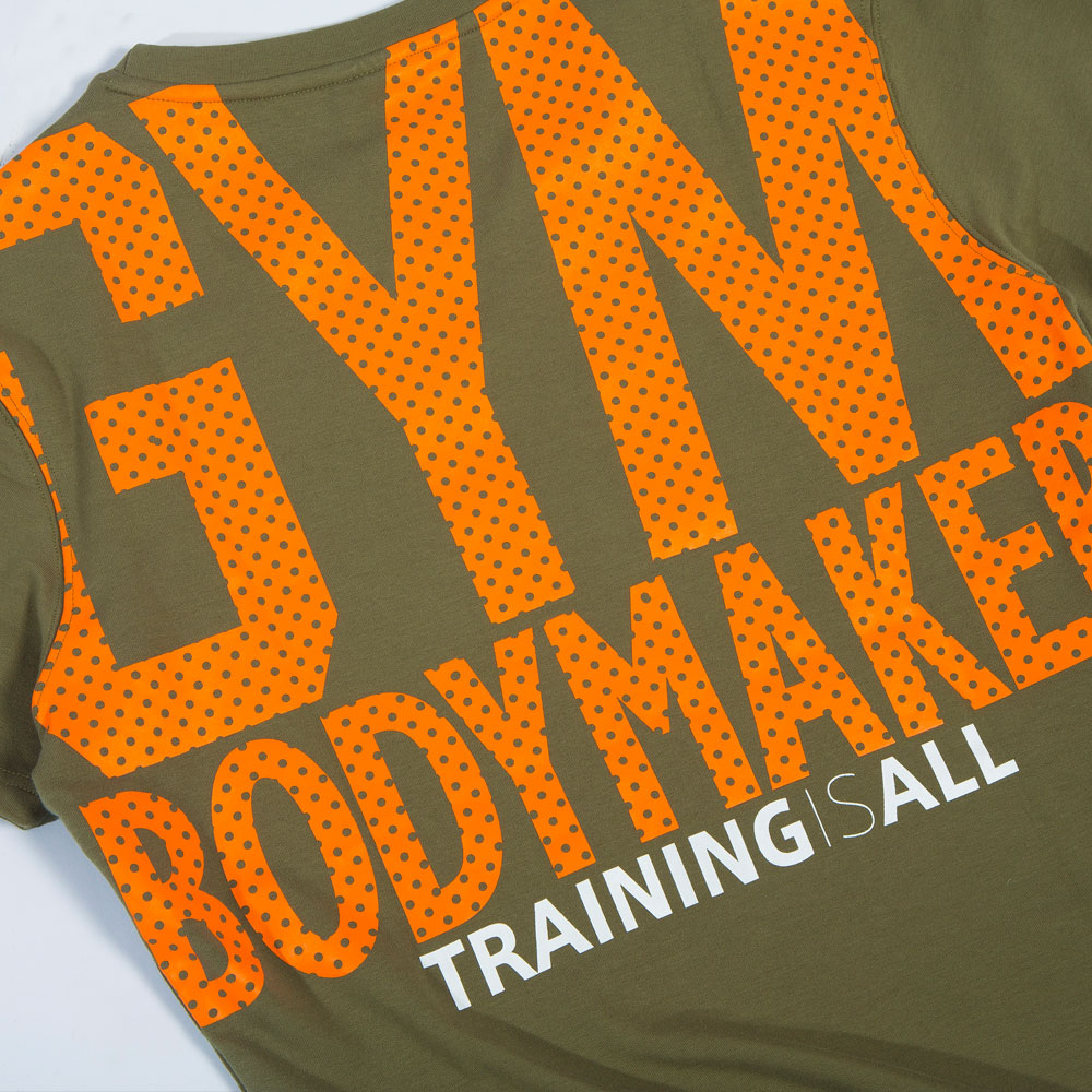BM・GYM トレーニングクルーネックバックプリント ハーフスリーブ