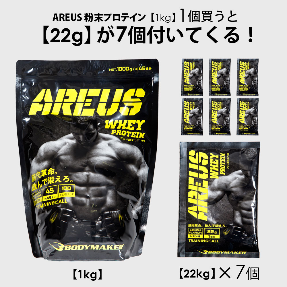 AREUS 粉末プロテイン レモン味 1kg (22g7個付き)