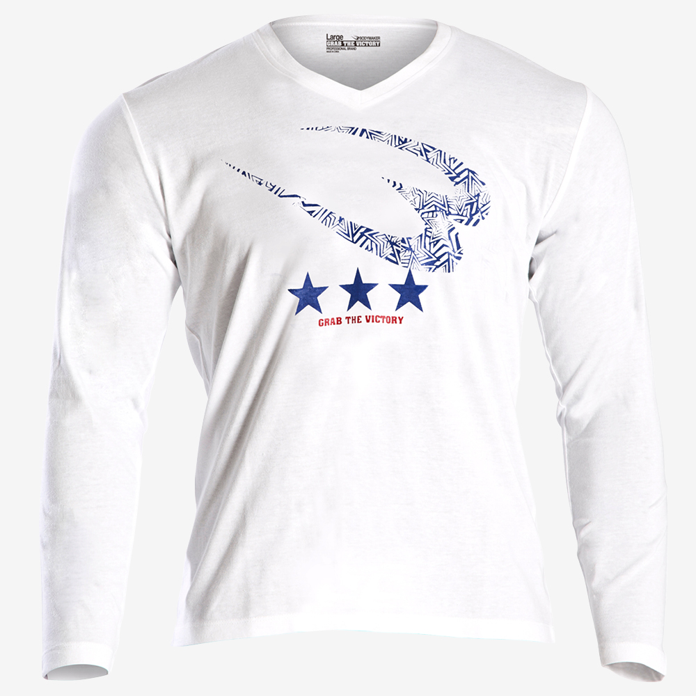 BロゴSTARプリント VネックロングスリーブTシャツ