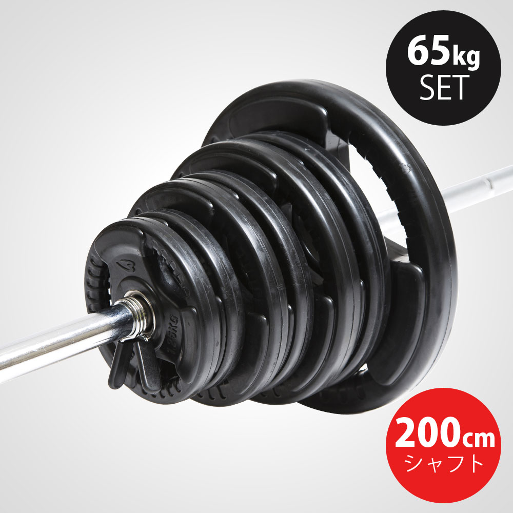 ラバーバーベルセットNR65kg シャフト200cm