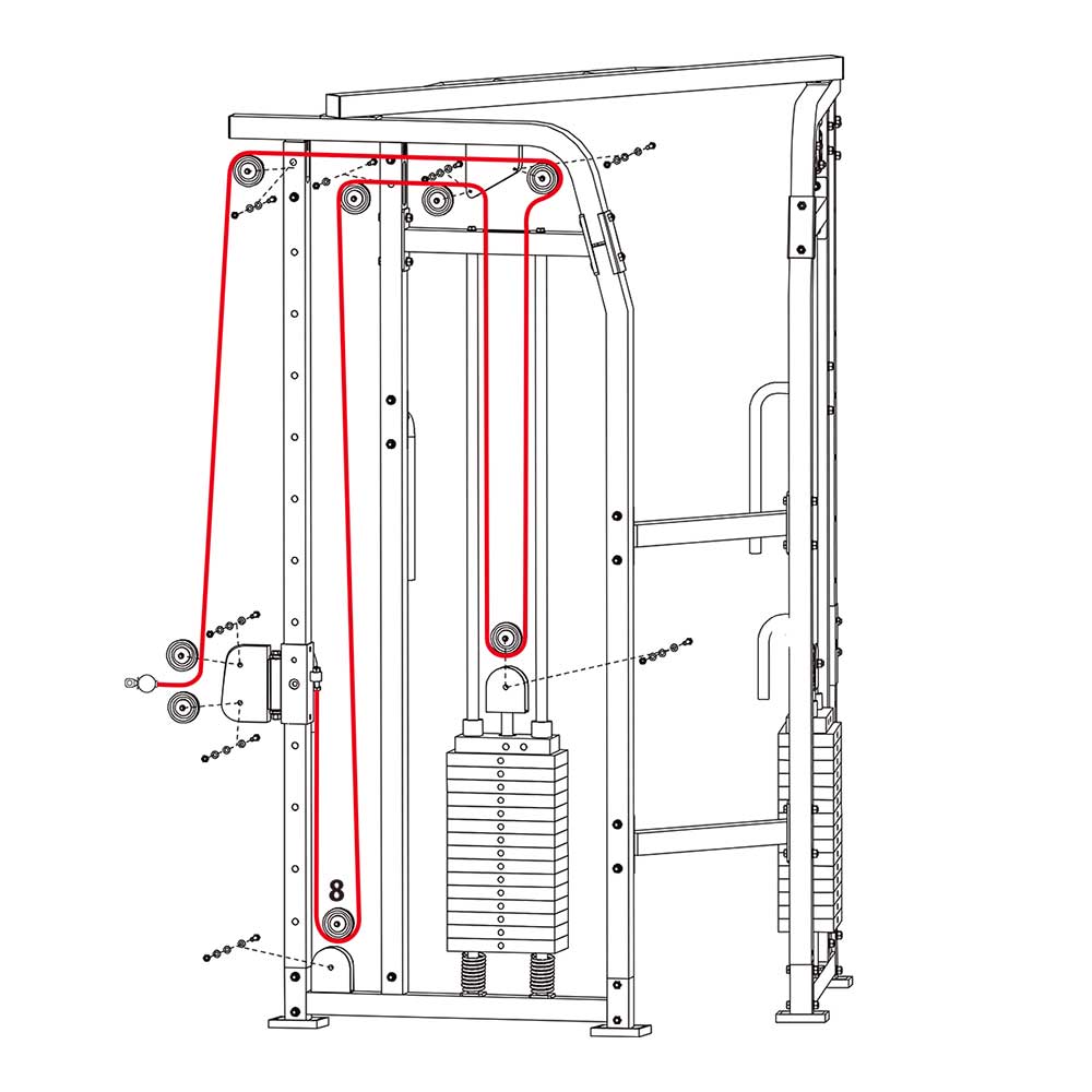 TM130 TM168 ケーブルクロスオーバーショートレンジ ワイヤー 7370mm 大球+ボルト