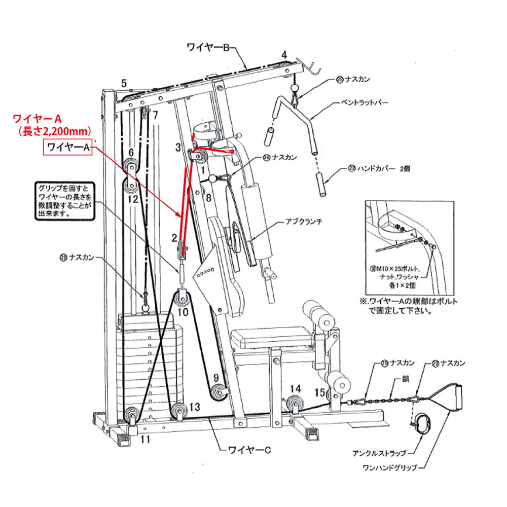 MM マルチマックス 全シリーズ共通 ワイヤーA 2200mm