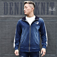ｂｍ ｐｌｕｓ ＤＥＮＩＭ－ＫＮＩＴ パーカー Ｍ ネイビー