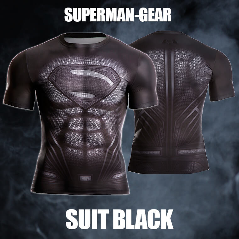 BM・GEAR SUPERMAN SUIT BLACK ハーフスリーブ裏表画像"