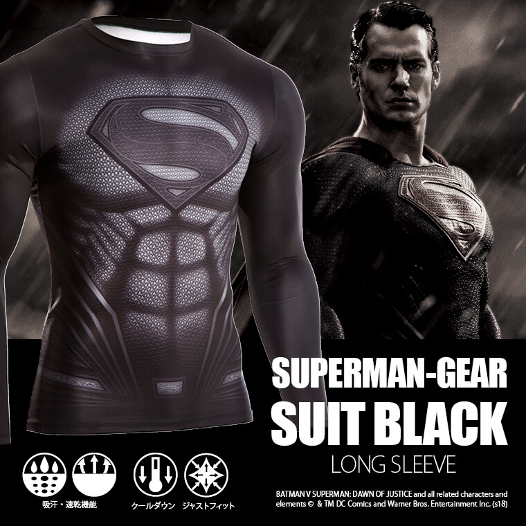 BM・GEAR SUPERMAN SUIT BLACK ロングスリーブメイン画像"