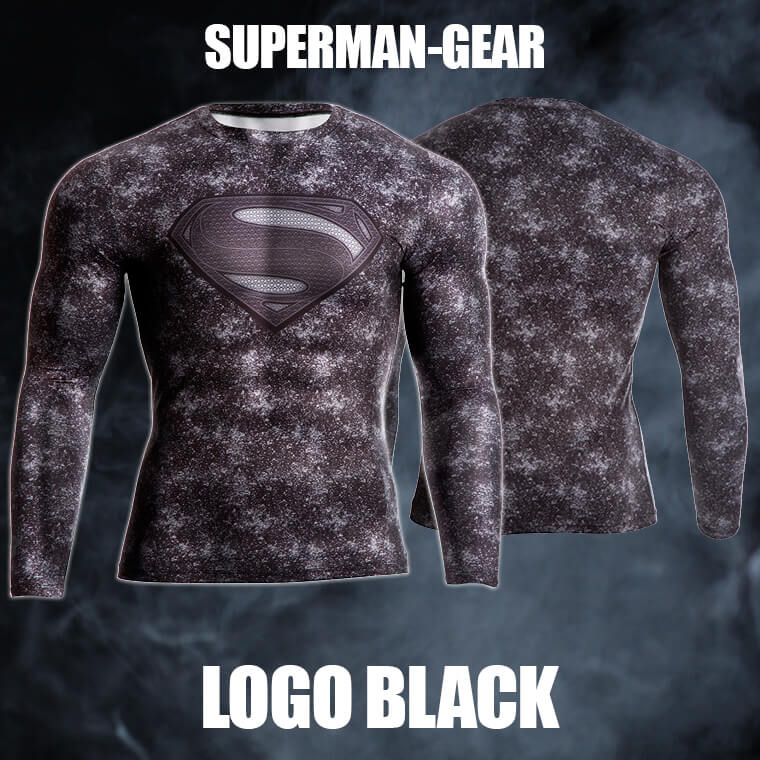 BM・GEAR SUPERMAN LOGO BLACK ロングスリーブ裏表画像"