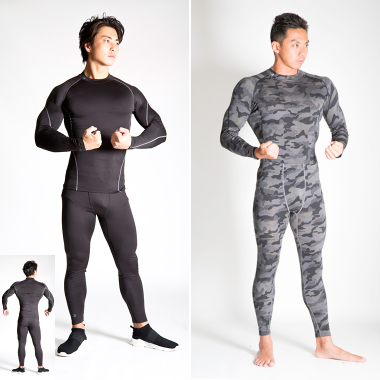 BM・WARM GEARロングスリーブクルーネックの着こなし