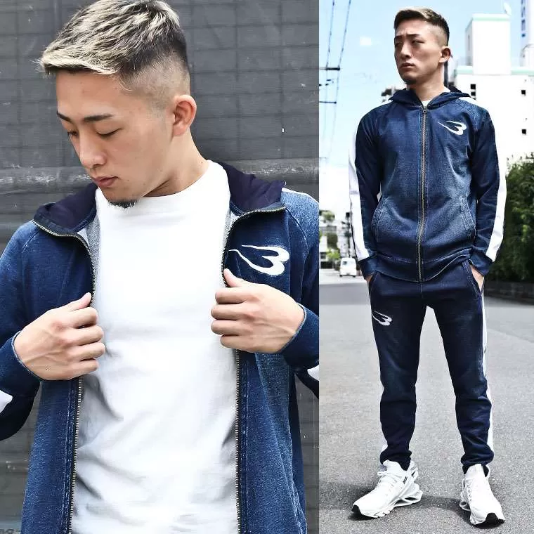 bm plus DENIM-KNIT パーカー
