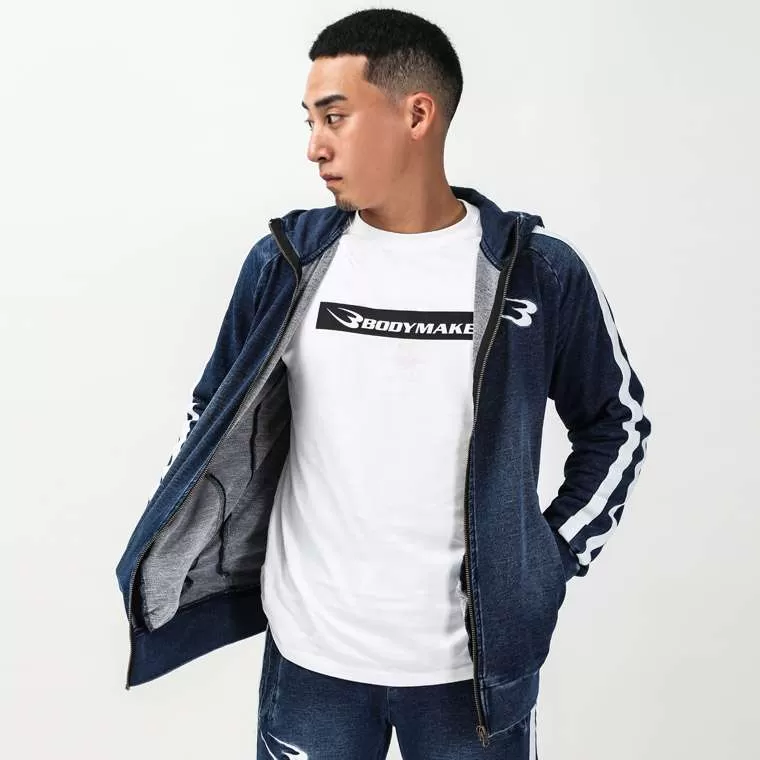 bm plus DENIM-KNIT パーカー