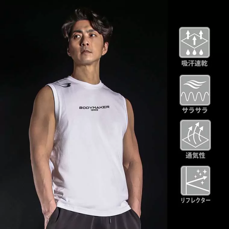 BODYMAKER プリントノースリーブTシャツ