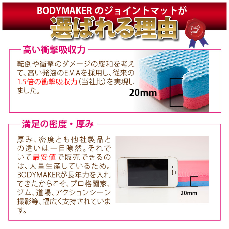 BODYMAKER  リバーシブルジョイントマット　1m×1m　9枚　美品ブルー×レッド