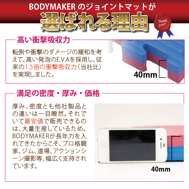 ＮＥＷリバーシブルジョイントマット ４ｃｍ NRJM40BLRE｜BODYMAKER ...