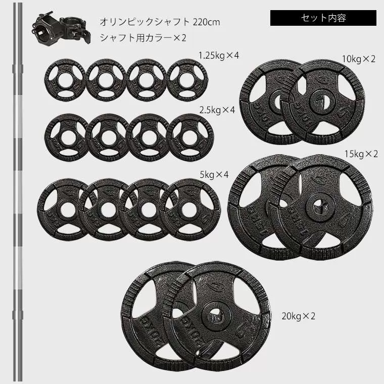 ハンマートーンオリンピックプレートバーベルセット 145kg