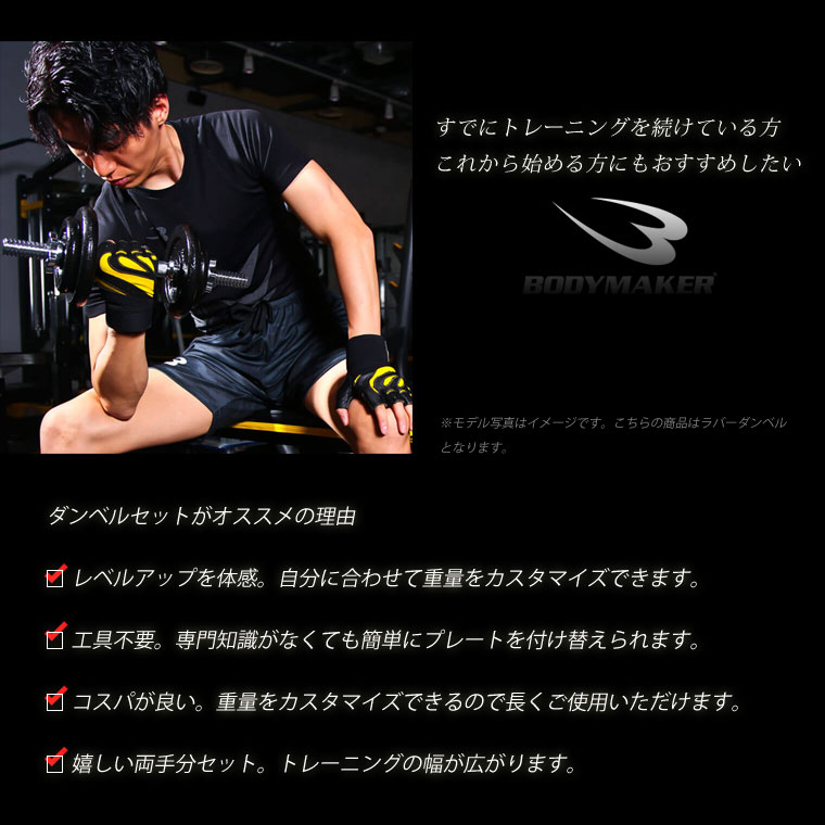 ラバーダンベルセットＮＲ６０ｋｇ PR003DST60｜BODYMAKER（ボディ