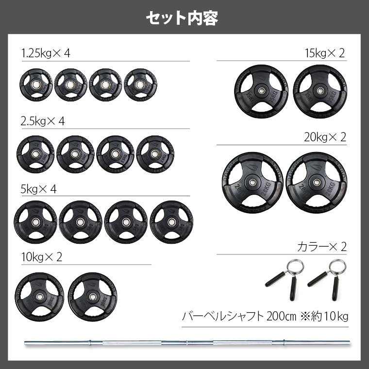 ラバーバーベルセットの内容
