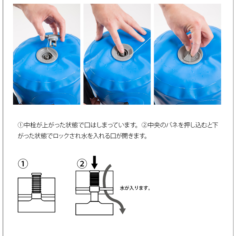 ウォーターバッグ 30kg 水の入れ方A