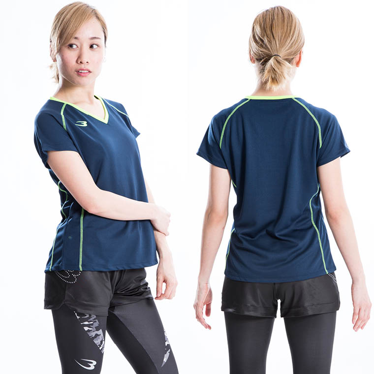 BM・DRY Vネックハーフスリーブ WOMEN S1