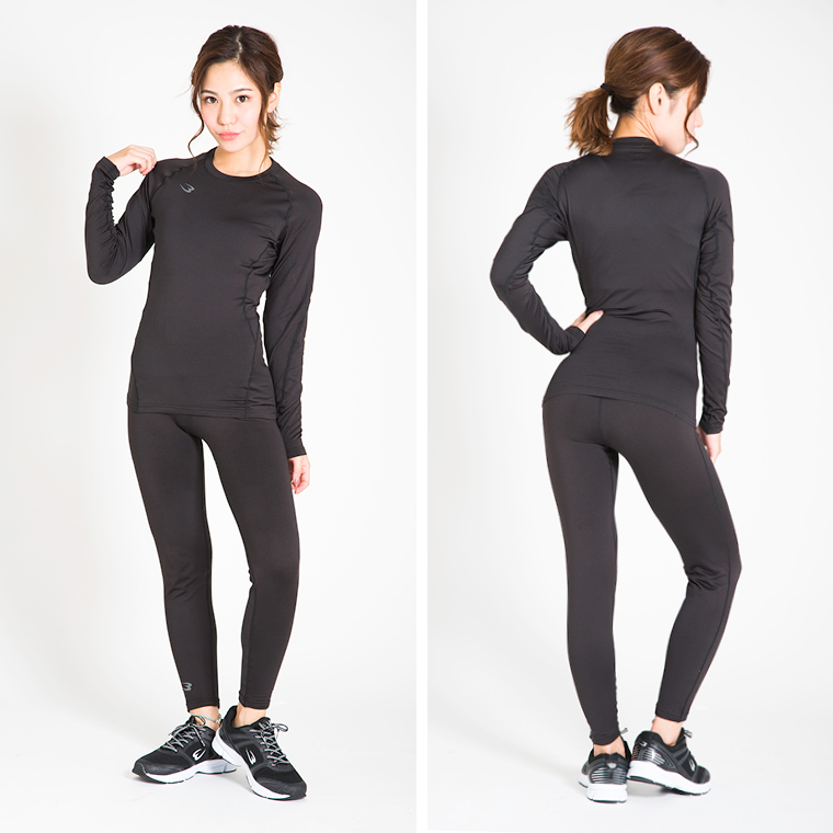 BM・WARM GEAR WOMENロングスリーブクルーネックの着こなし